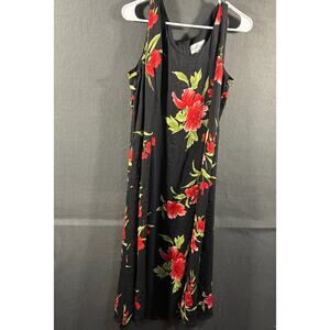 VTG studio i women maxi dress 14 black fairy grunge whimsigoth retro floral